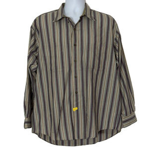 Van Heusen Shirt Mens Large Olive Blue Red Long Sleeve Button Down